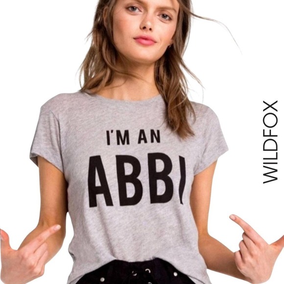 Wildfox NWT I'm An Abbi Broad City Statement Graphic Baby Tee Heather Gray XS - Picture 1 of 10